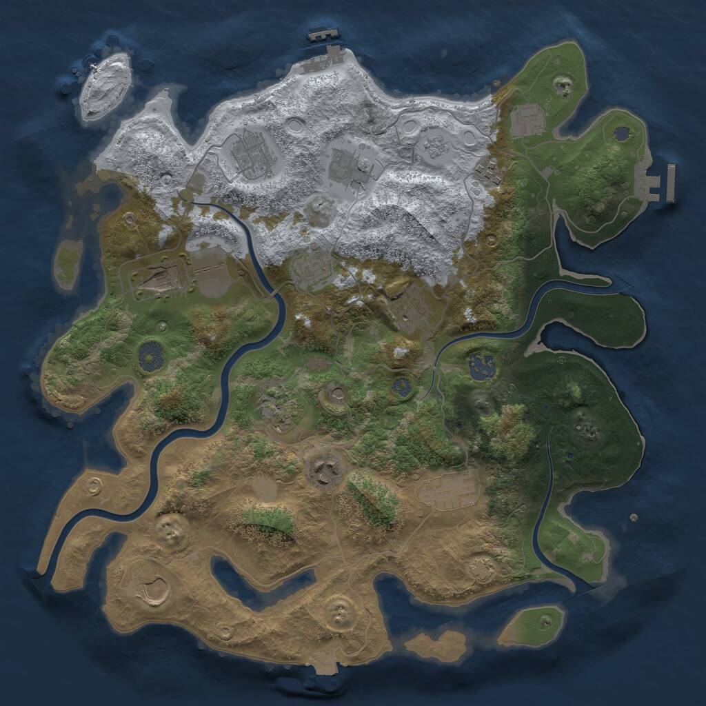 Rust Map: Procedural Map, Size: 3750, Seed: 9991, 19 Monuments