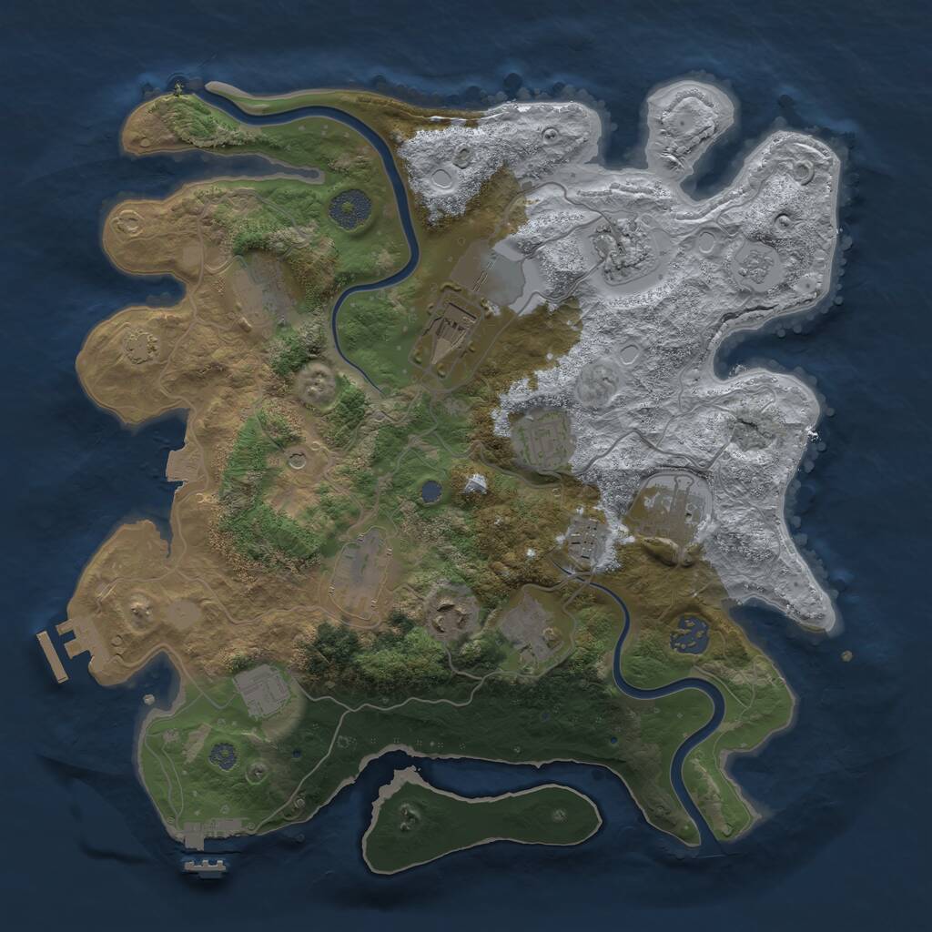 Rust Map: Procedural Map, Size: 3500, Seed: 3746431, 18 Monuments