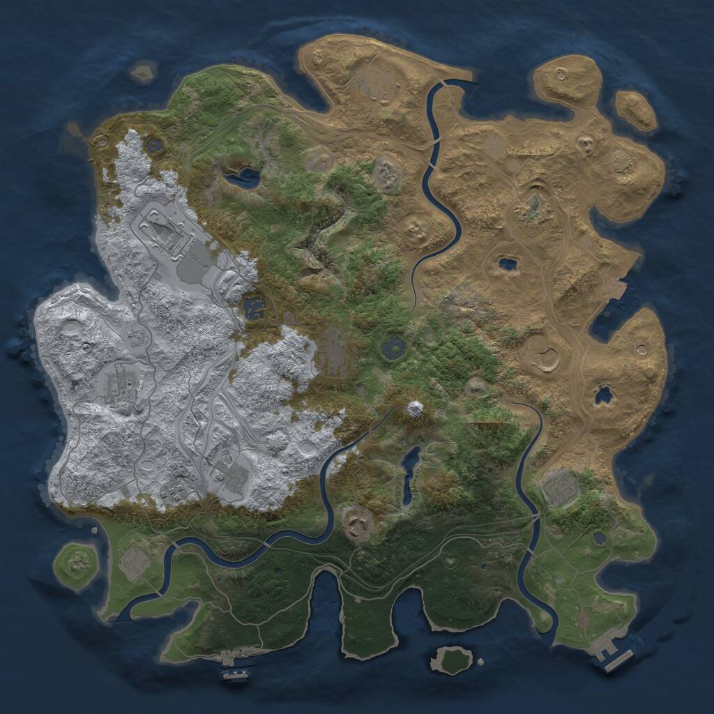 Rust Map: Procedural Map, Size: 4500, Seed: 1207384493, 19 Monuments