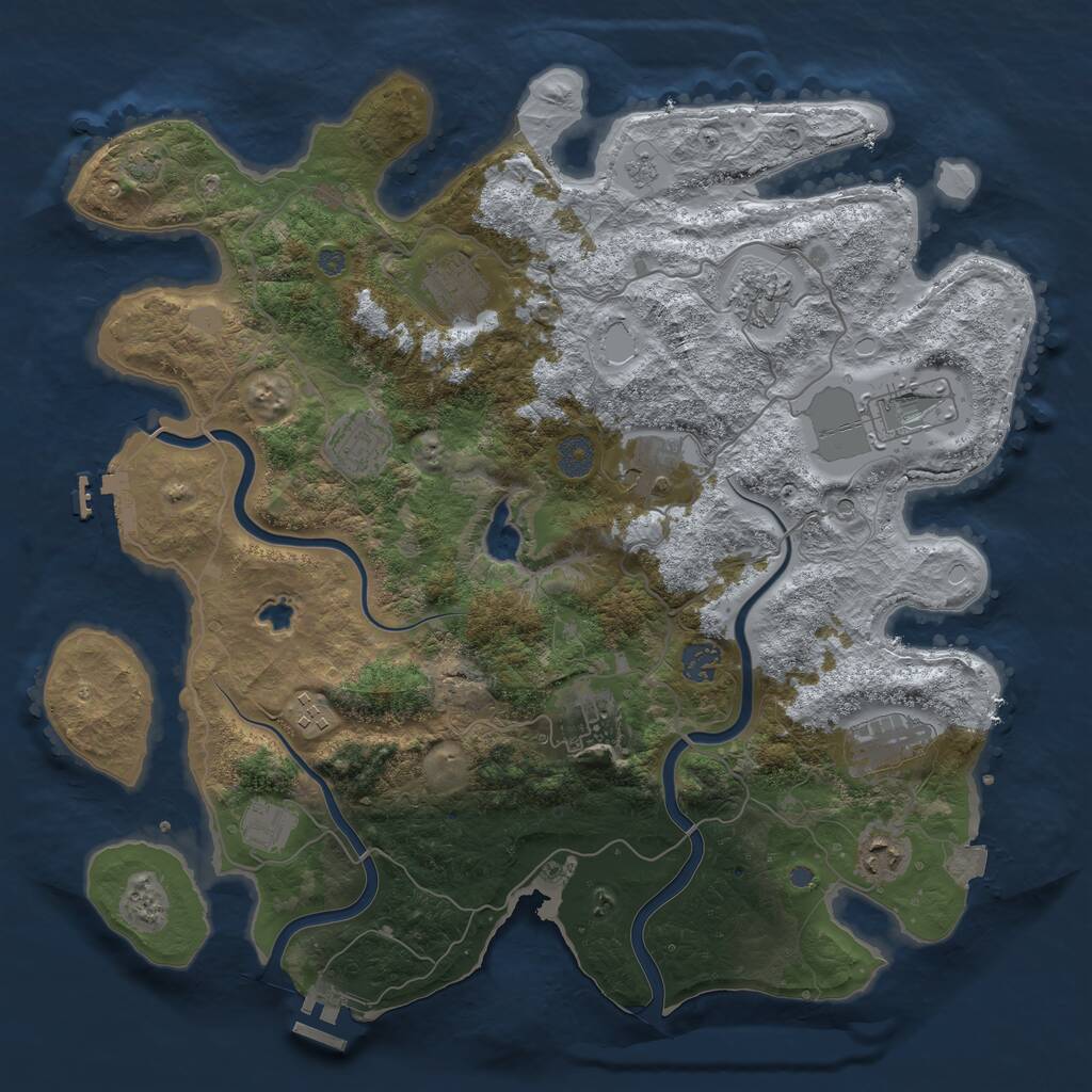 Rust Map: Procedural Map, Size: 4000, Seed: 963775900, 16 Monuments