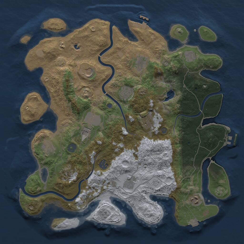 Rust Map: Procedural Map, Size: 4000, Seed: 1286207491, 19 Monuments