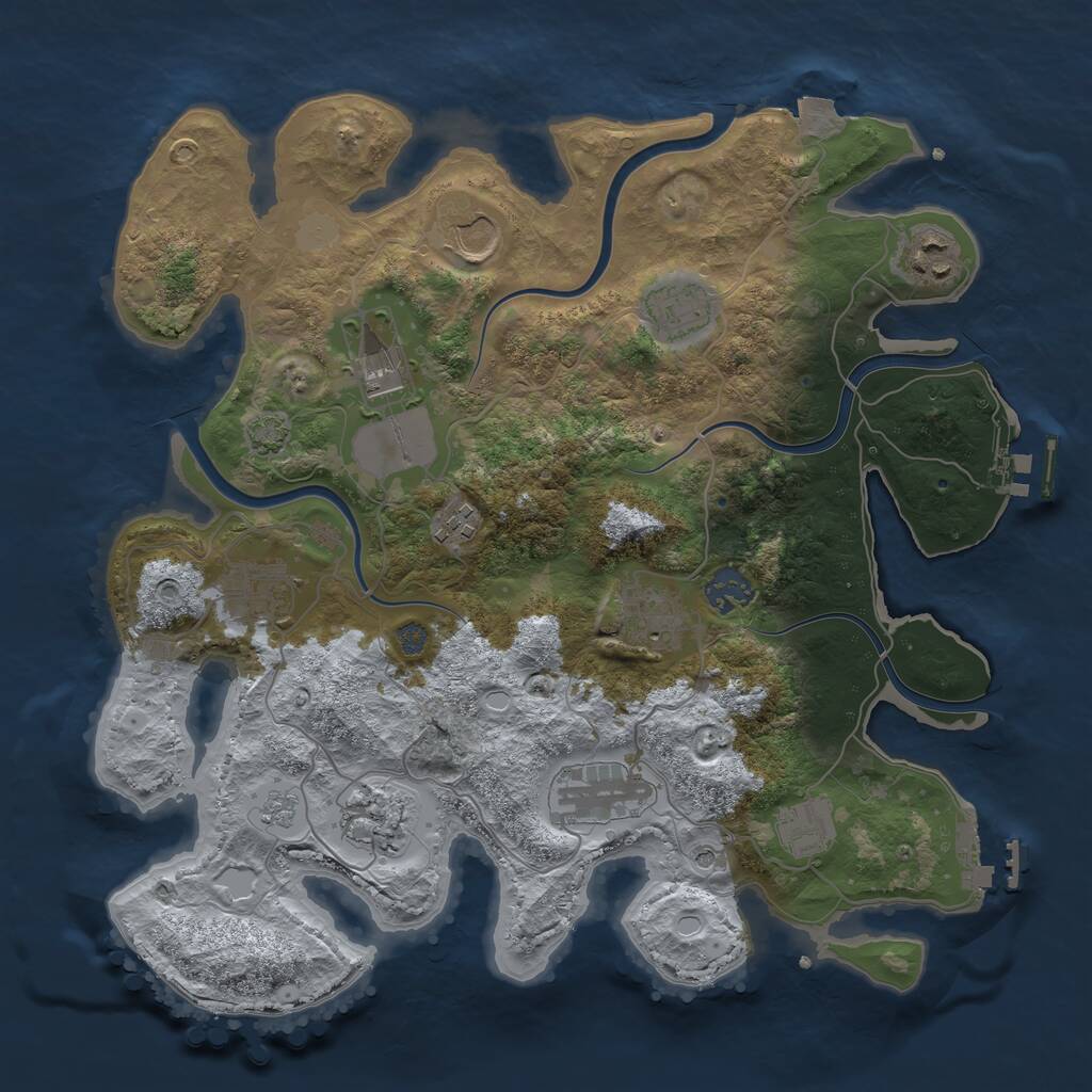 Rust Map: Procedural Map, Size: 3500, Seed: 1740864501, 16 Monuments
