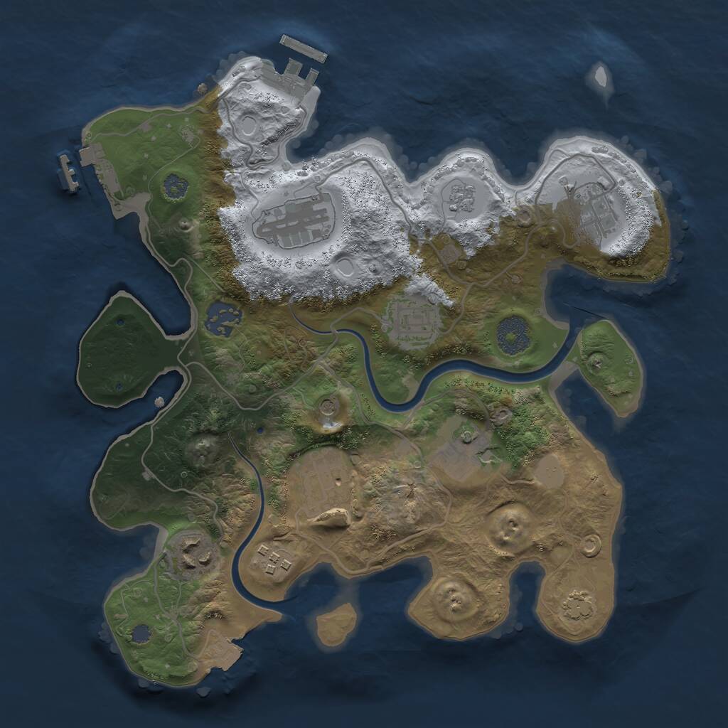 Rust Map: Procedural Map, Size: 3000, Seed: 1011624918, 16 Monuments