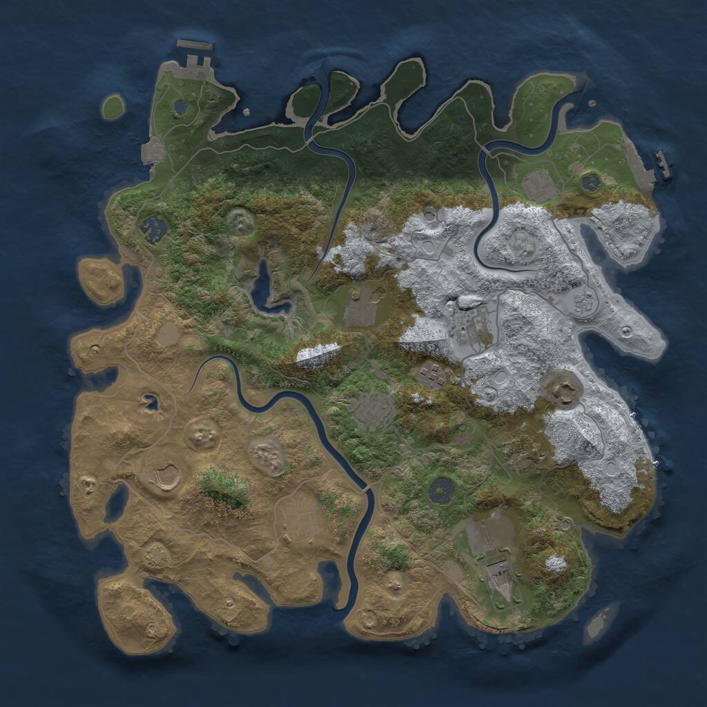 Rust Map: Procedural Map, Size: 4000, Seed: 603343971, 16 Monuments