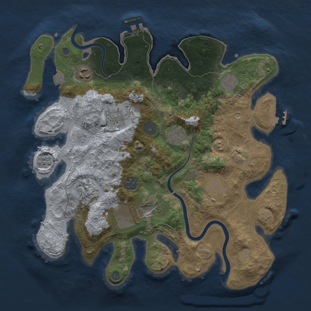 Rust Map: Procedural Map, Size: 3500, Seed: 1807305815, 16 Monuments