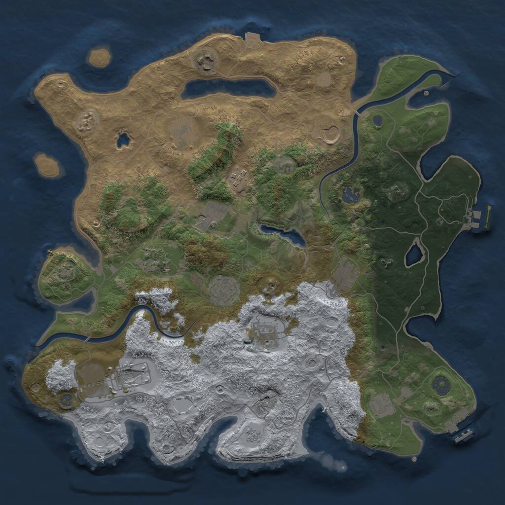 Rust Map: Procedural Map, Size: 4000, Seed: 1830687620, 19 Monuments