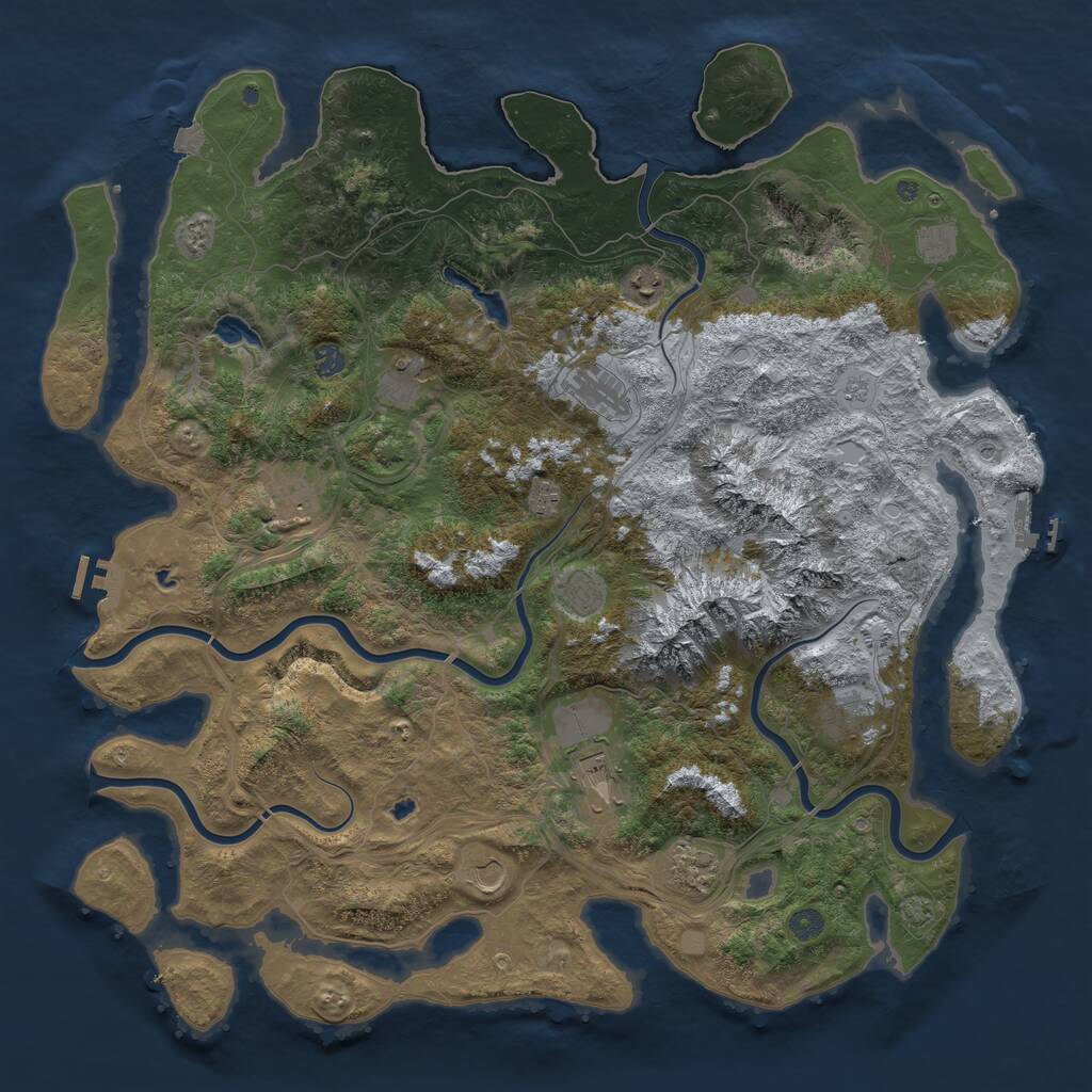 Rust Map: Procedural Map, Size: 5000, Seed: 131642353, 19 Monuments