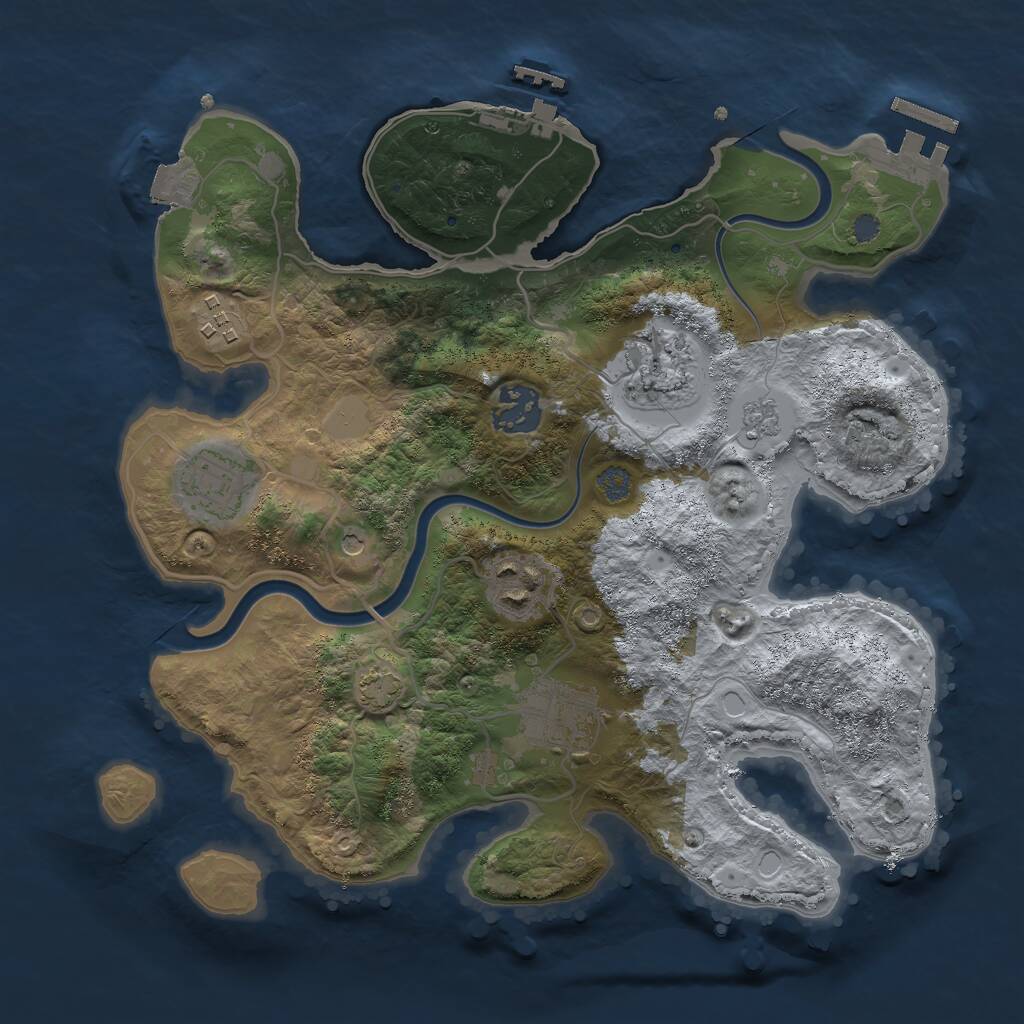 Rust Map: Procedural Map, Size: 3000, Seed: 642615040, 14 Monuments