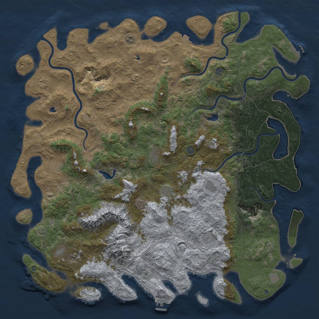 Rust Map: Procedural Map, Size: 6000, Seed: 1262650916, 19 Monuments