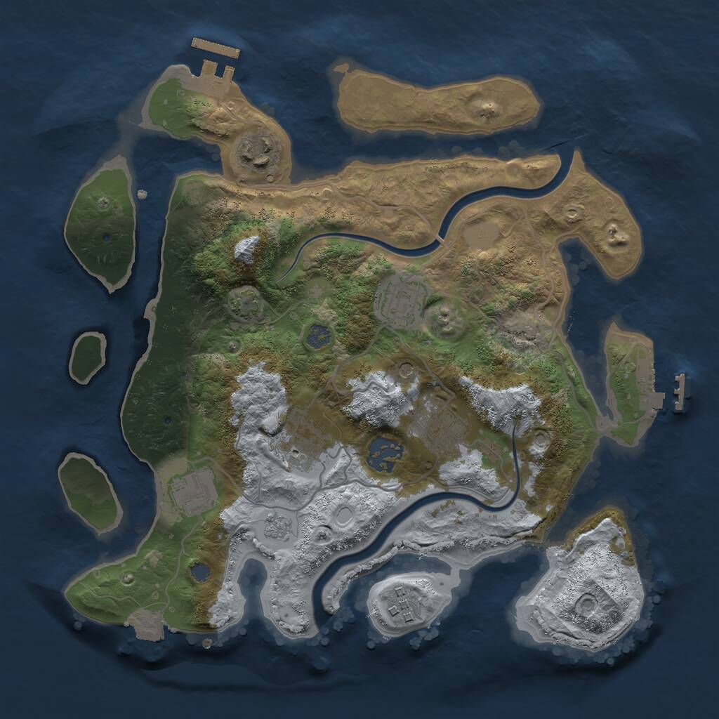 Rust Map: Procedural Map, Size: 3000, Seed: 1921423643, 12 Monuments