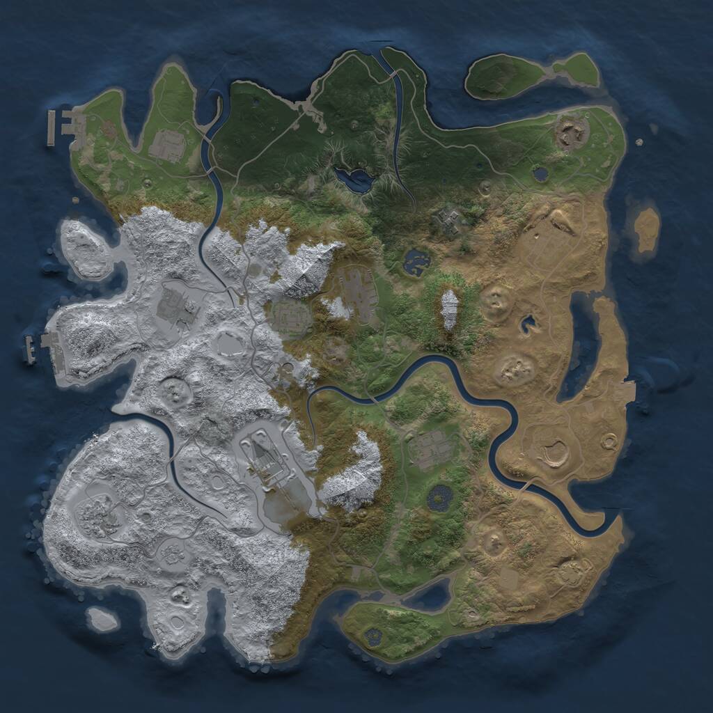 Rust Map: Procedural Map, Size: 4000, Seed: 775392009, 17 Monuments