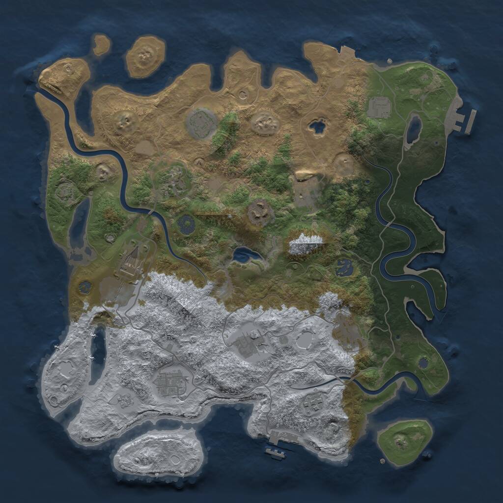 Rust Map: Procedural Map, Size: 4000, Seed: 943328270, 18 Monuments