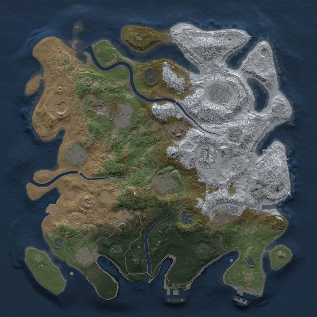 Rust Map: Procedural Map, Size: 3600, Seed: 876640, 19 Monuments