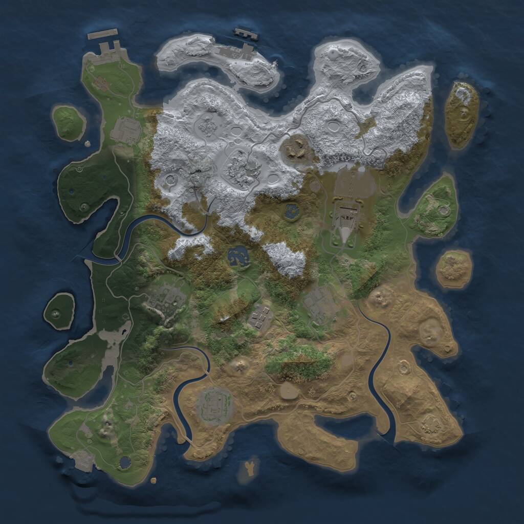 Rust Map: Procedural Map, Size: 3500, Seed: 1216332051, 16 Monuments