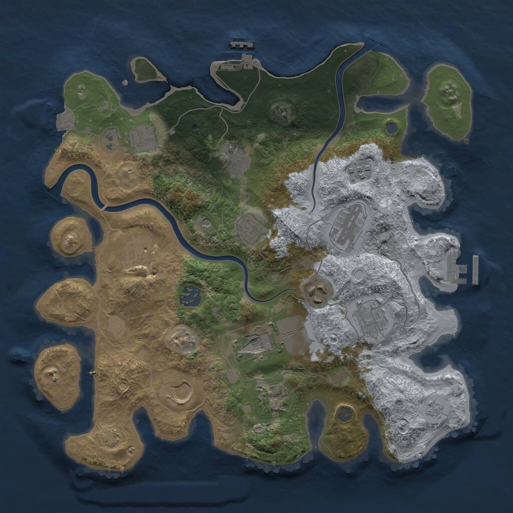 Rust Map: Procedural Map, Size: 3500, Seed: 746147965, 19 Monuments