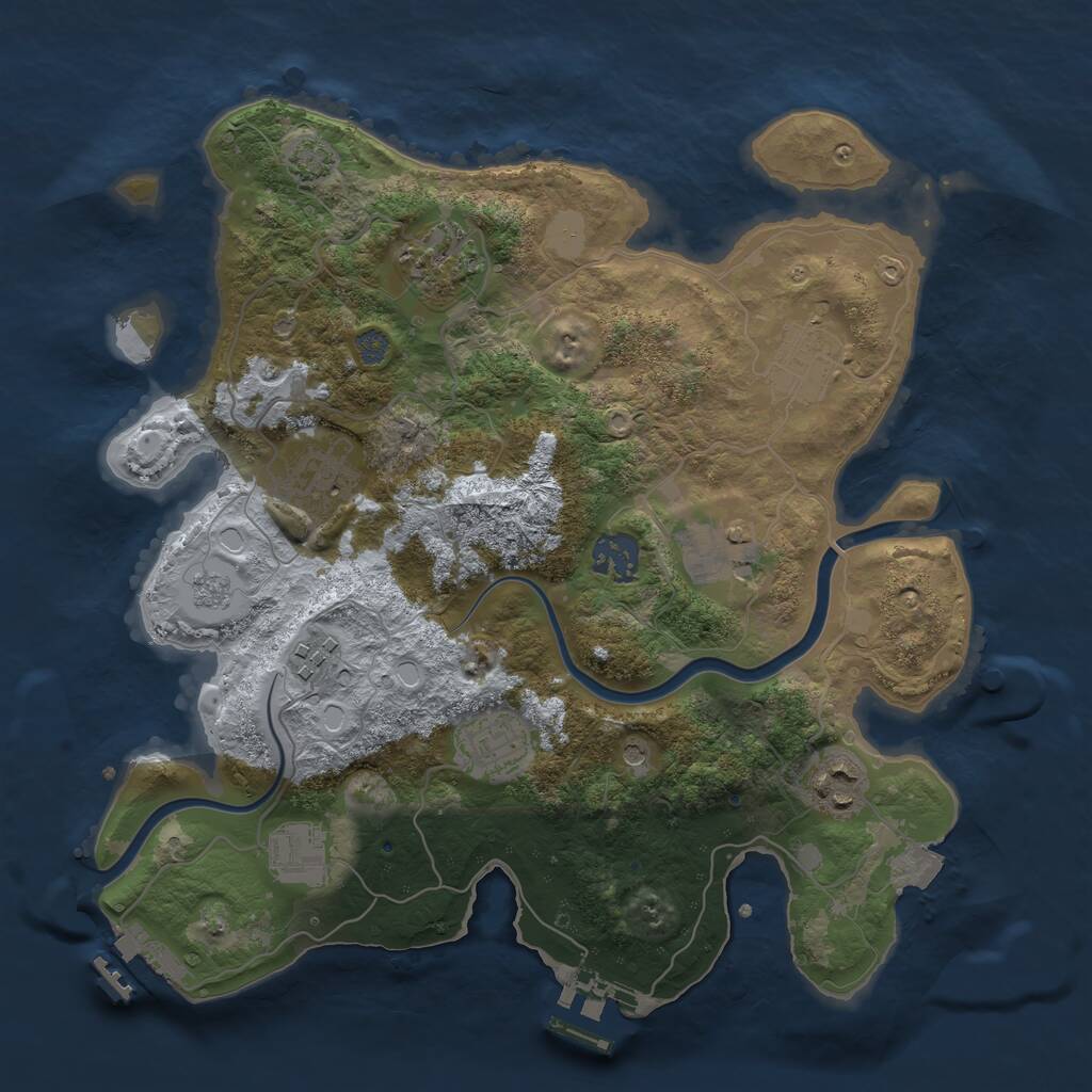 Rust Map: Procedural Map, Size: 3250, Seed: 1347779168, 14 Monuments