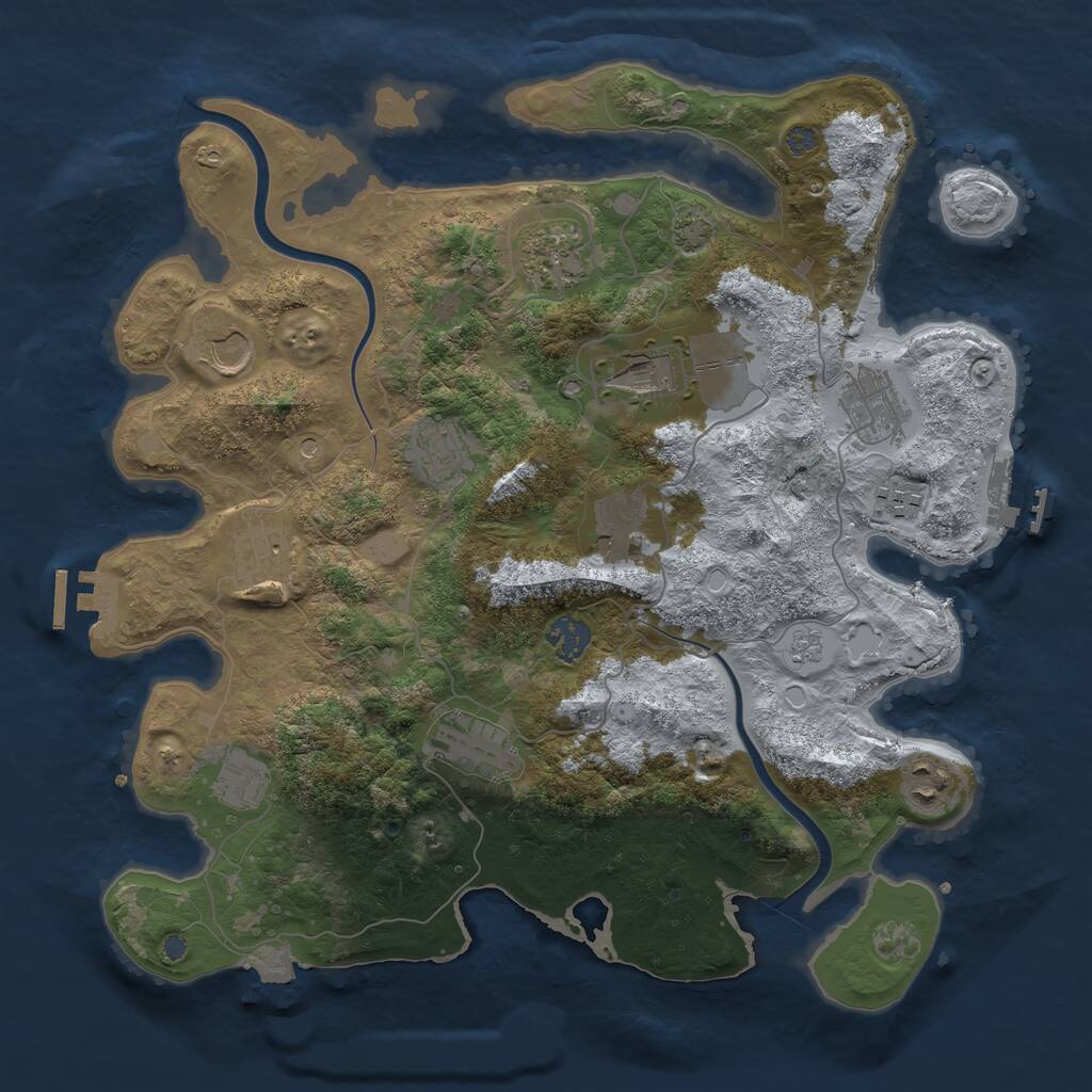 Rust Map: Procedural Map, Size: 3700, Seed: 297821397, 19 Monuments
