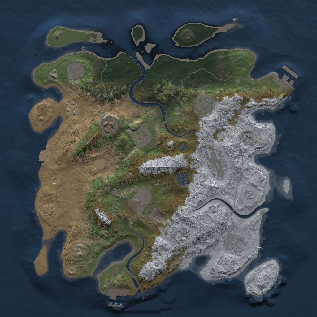 Rust Map: Procedural Map, Size: 3500, Seed: 1823246920, 17 Monuments