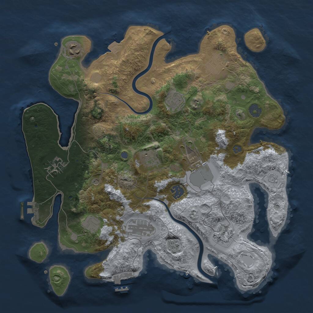 Rust Map: Procedural Map, Size: 3600, Seed: 1632402770, 18 Monuments