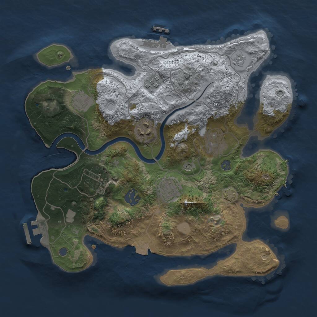 Rust Map: Procedural Map, Size: 3000, Seed: 64817099, 14 Monuments