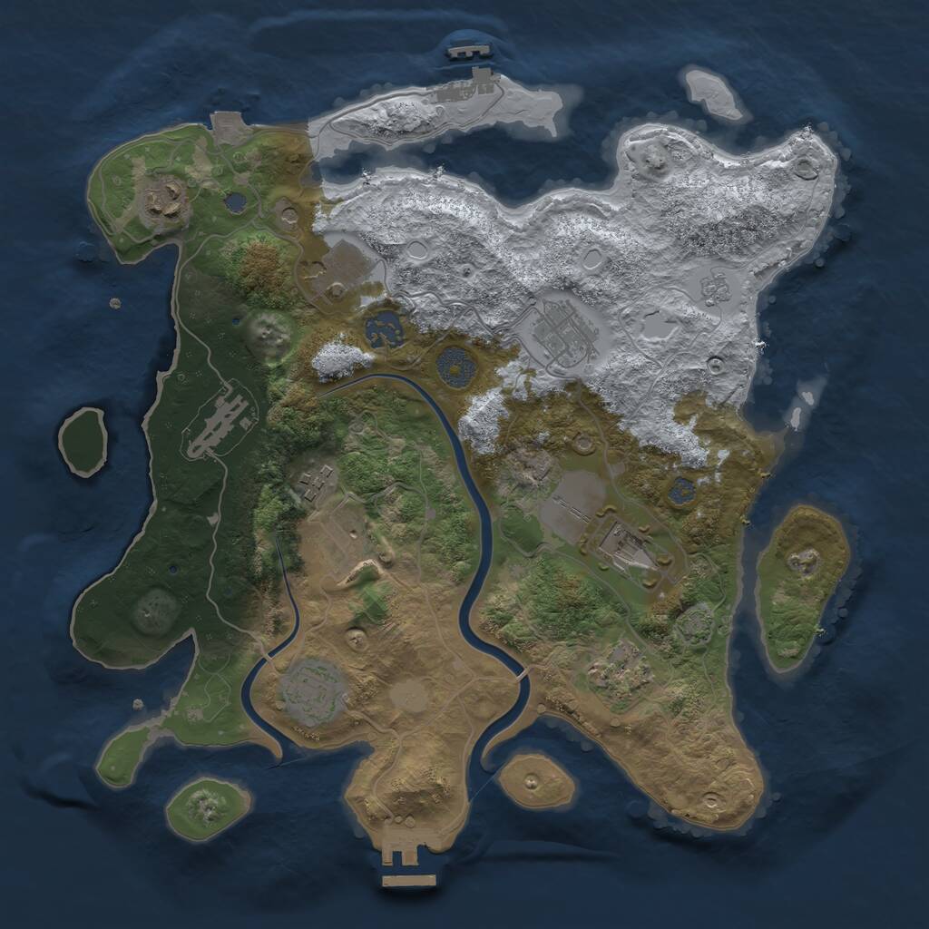 Rust Map: Procedural Map, Size: 3500, Seed: 1823636881, 18 Monuments