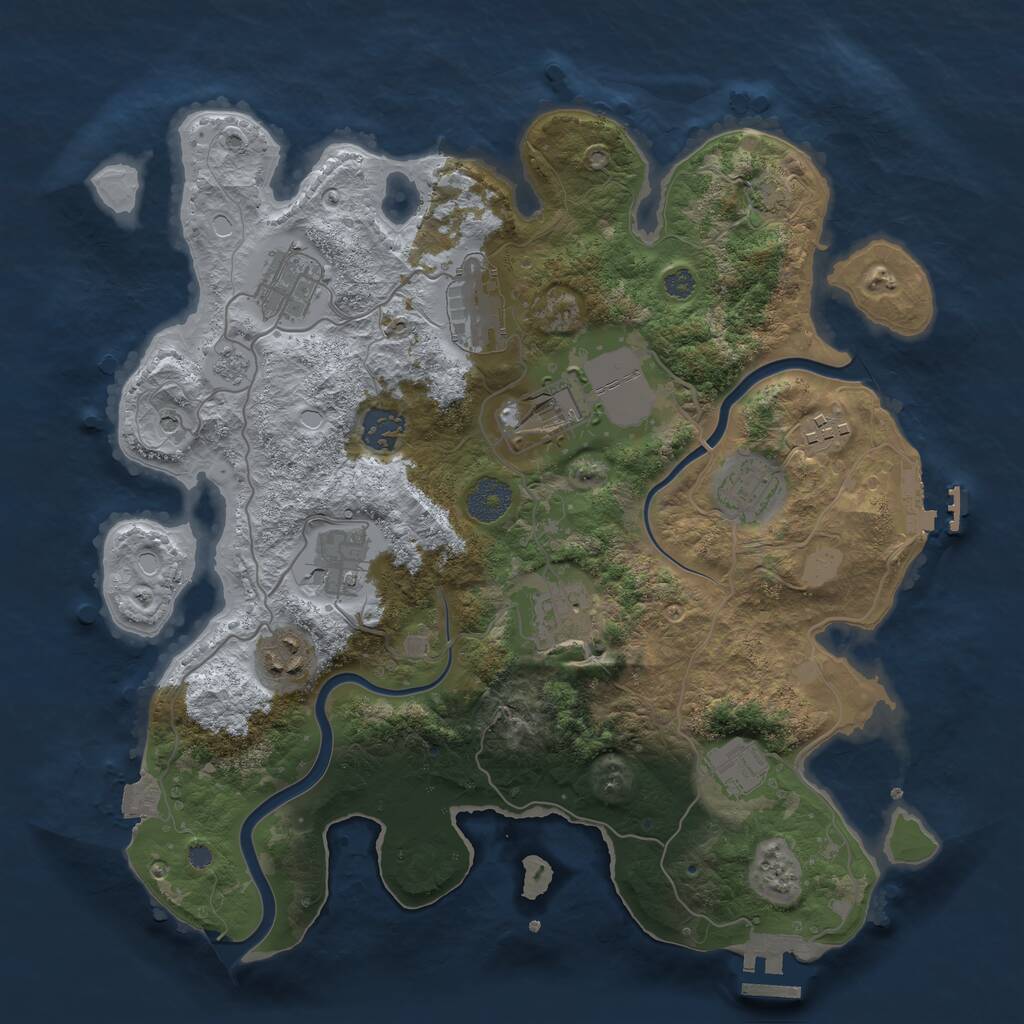 Rust Map: Procedural Map, Size: 3500, Seed: 1231164011, 17 Monuments
