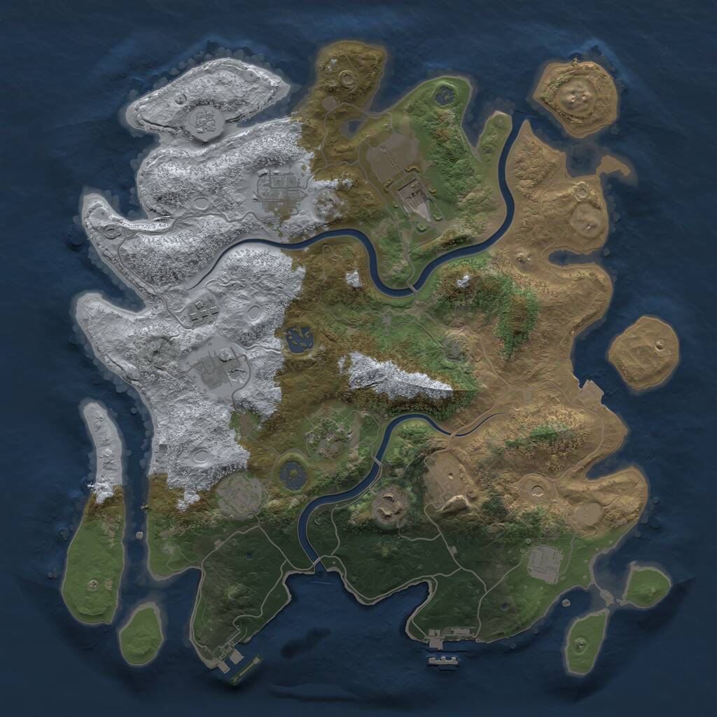 Rust Map: Procedural Map, Size: 3800, Seed: 1559345838, 17 Monuments