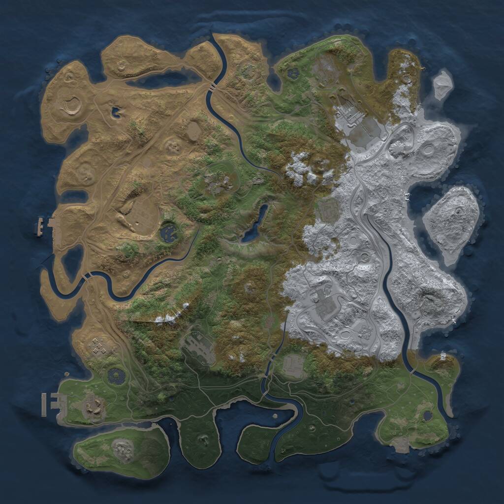 Rust Map: Procedural Map, Size: 4250, Seed: 845928724, 17 Monuments