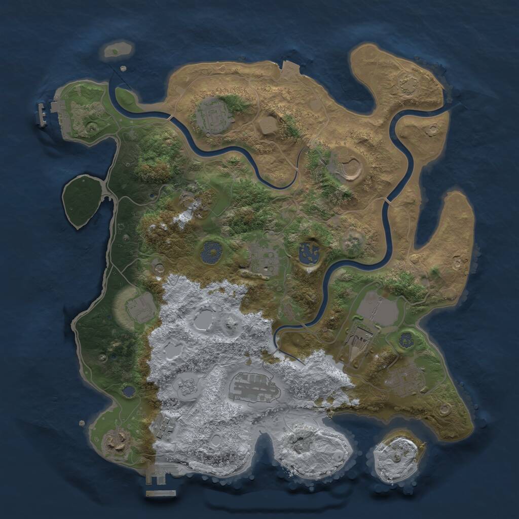 Rust Map: Procedural Map, Size: 3500, Seed: 66377682, 16 Monuments