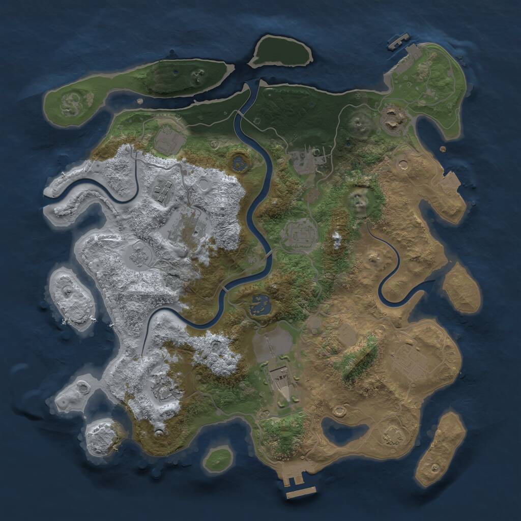 Rust Map: Procedural Map, Size: 3500, Seed: 144579, 17 Monuments