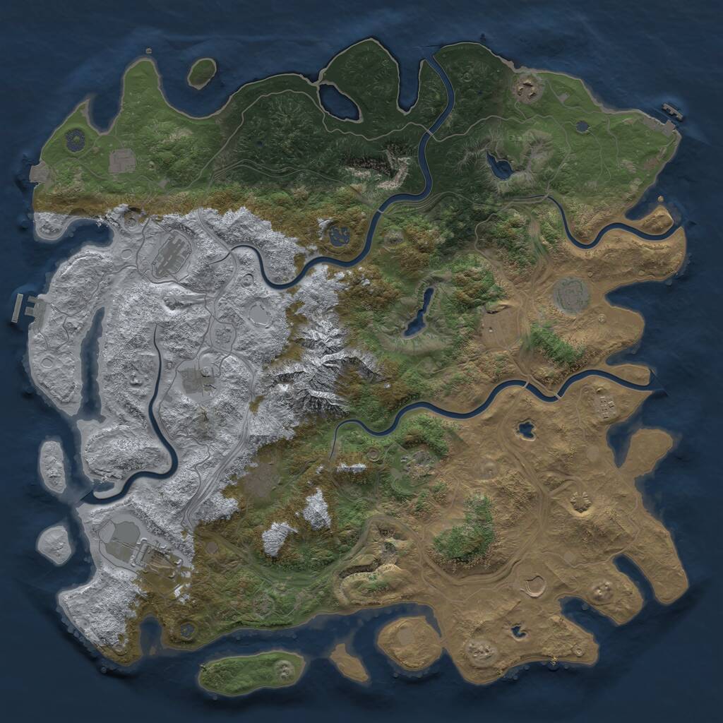 Rust Map: Procedural Map, Size: 5000, Seed: 1340523506, 19 Monuments