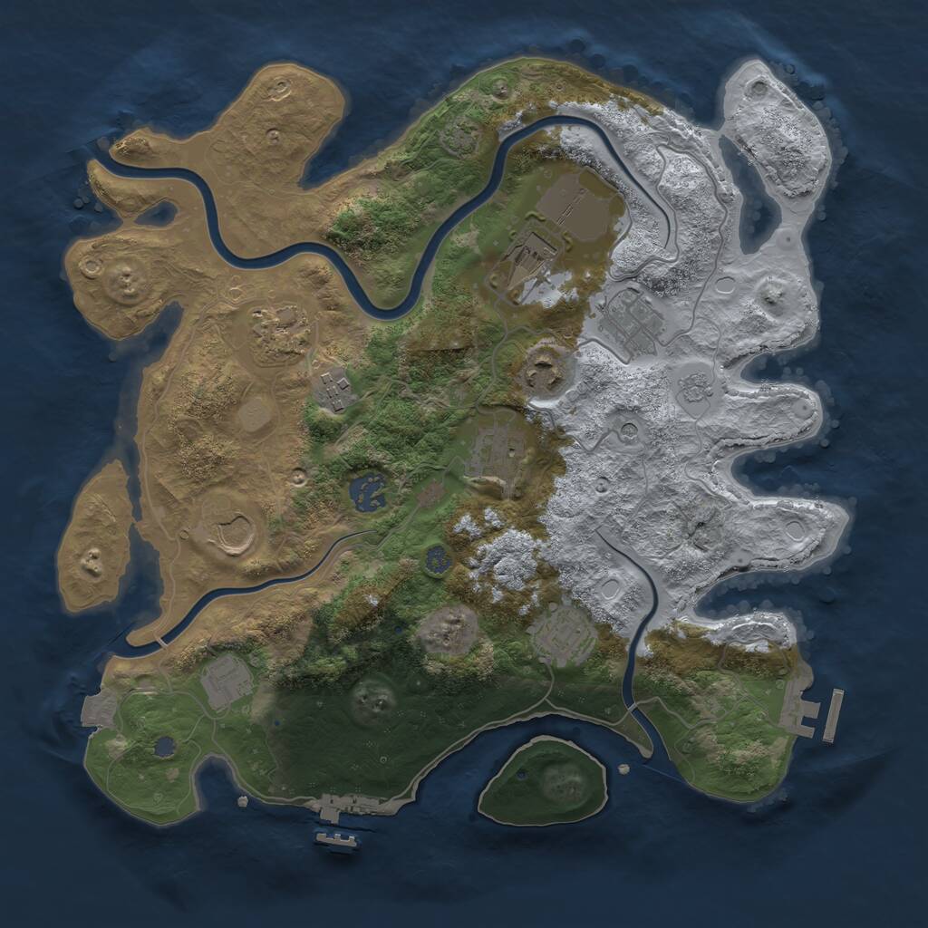 Rust Map: Procedural Map, Size: 3500, Seed: 685381264, 17 Monuments