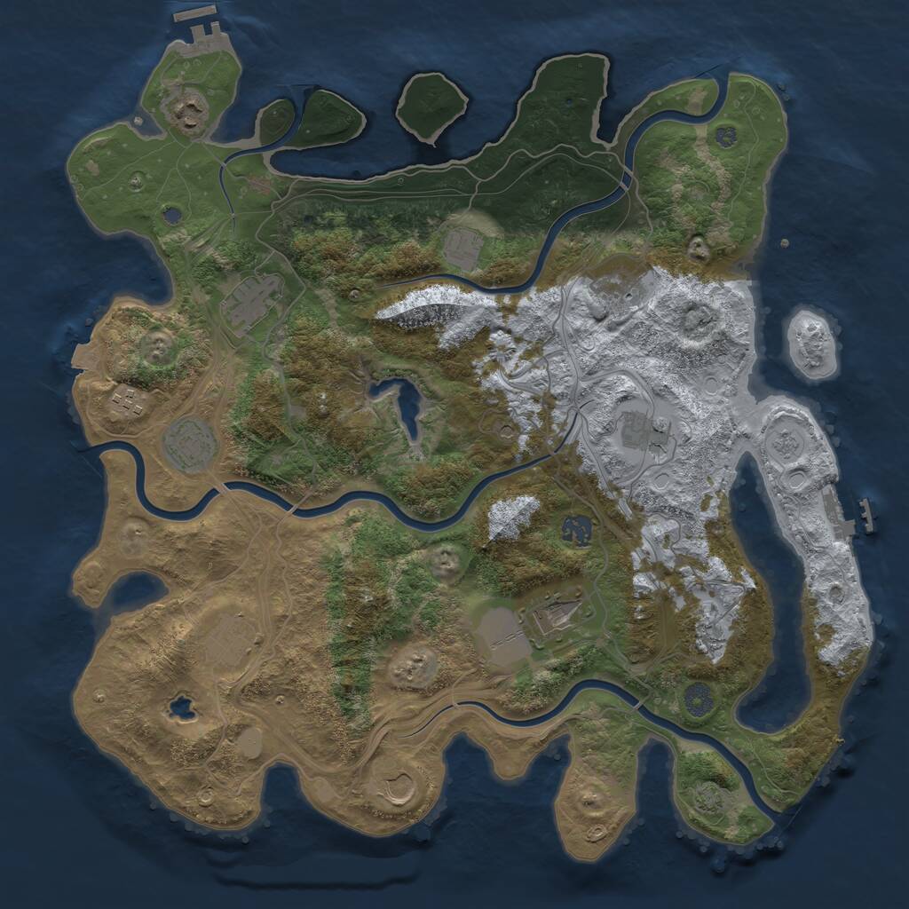 Rust Map: Procedural Map, Size: 4250, Seed: 1728217532, 19 Monuments