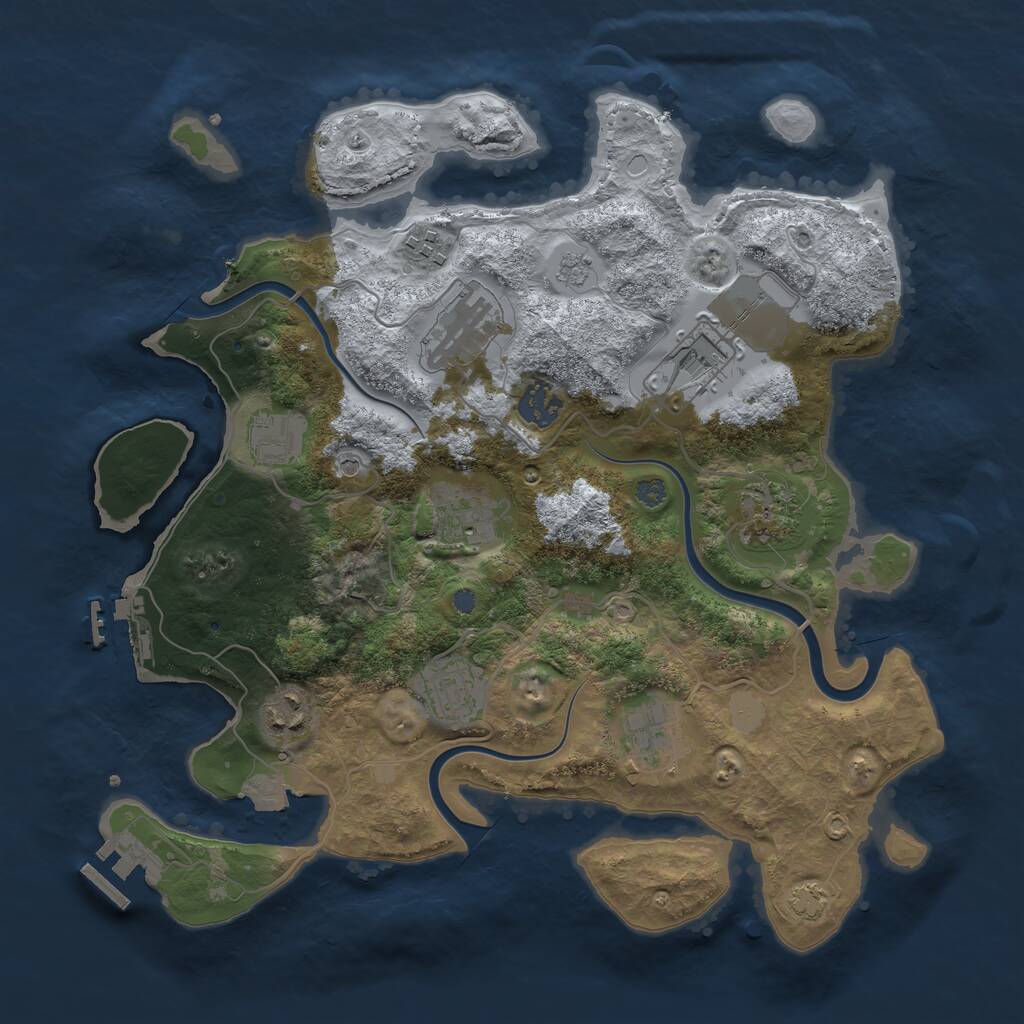 Rust Map: Procedural Map, Size: 3500, Seed: 1562643760, 15 Monuments