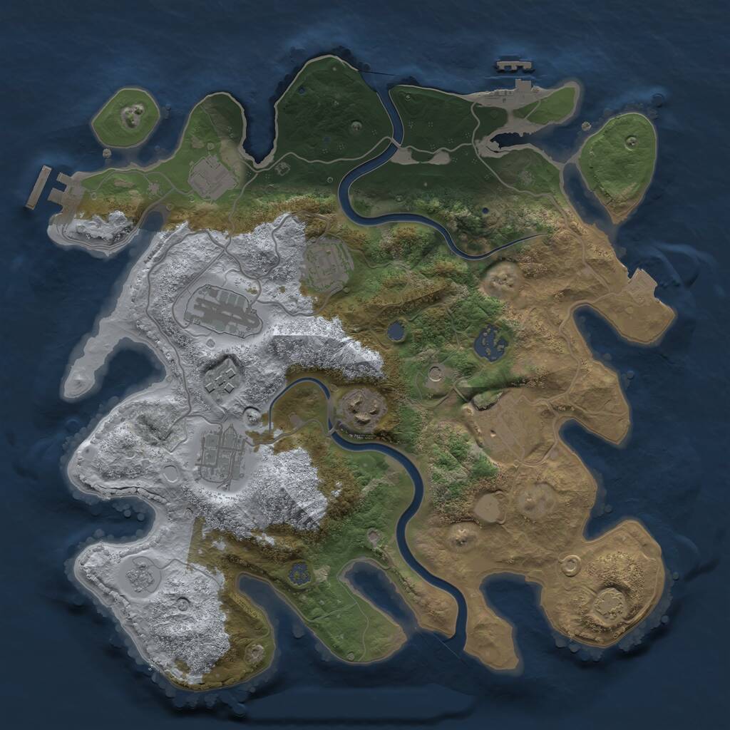 Rust Map: Procedural Map, Size: 3247, Seed: 58246, 13 Monuments