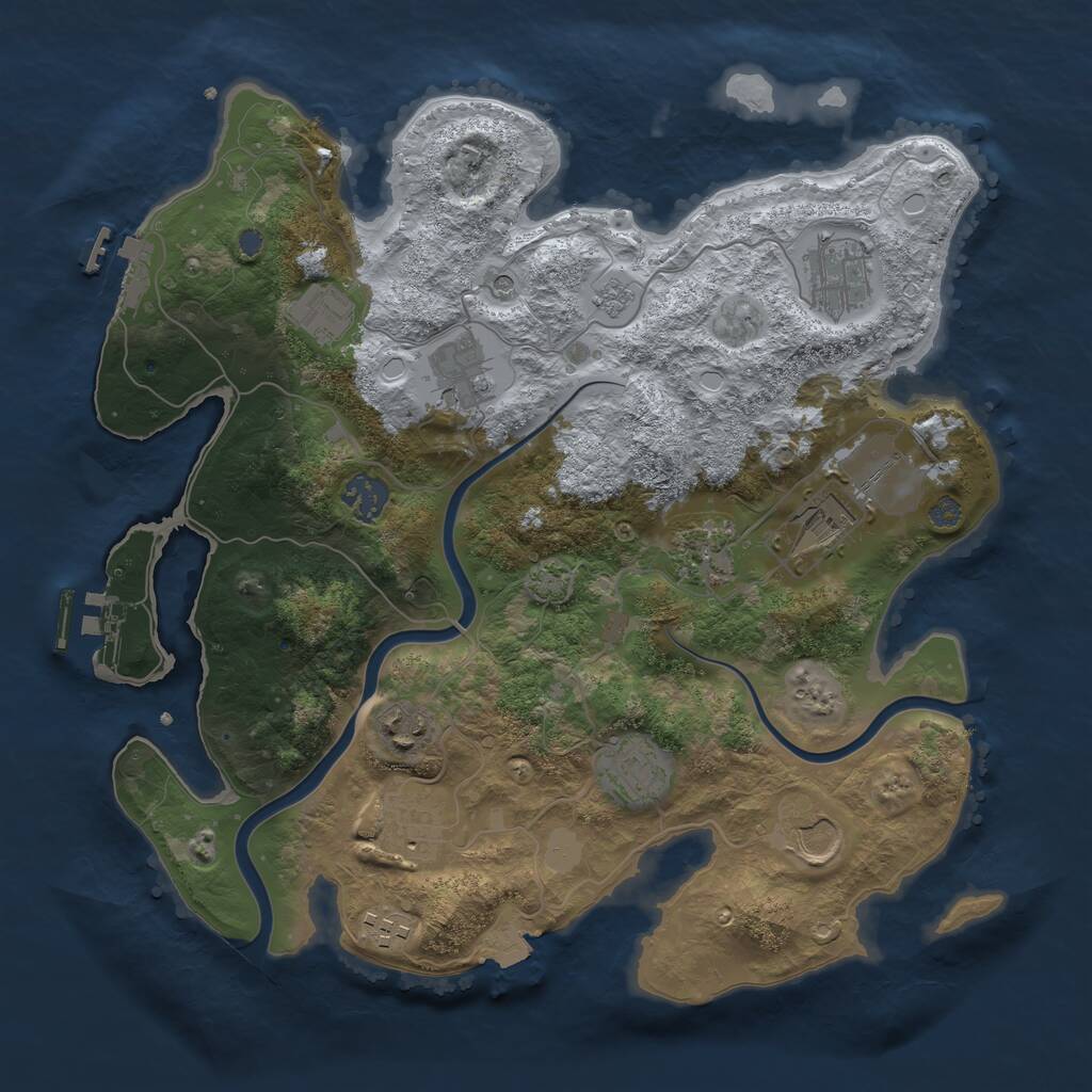 Rust Map: Procedural Map, Size: 3500, Seed: 33616747, 18 Monuments