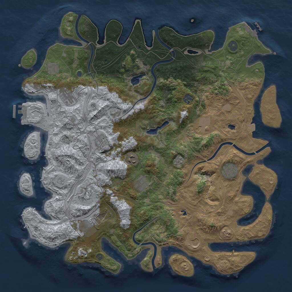 Rust Map: Procedural Map, Size: 4500, Seed: 360625327, 19 Monuments