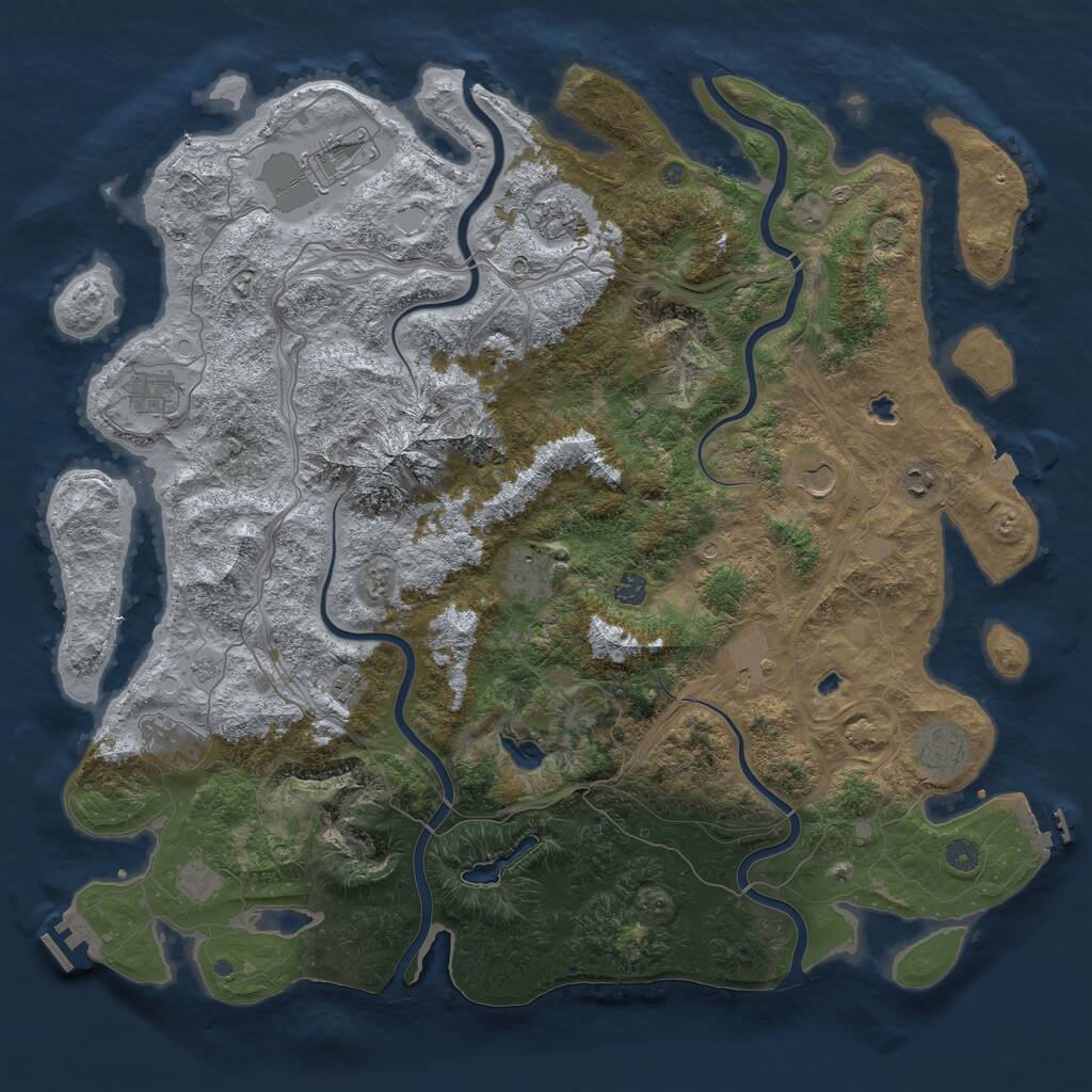 Rust Map: Procedural Map, Size: 5000, Seed: 1694894140, 17 Monuments
