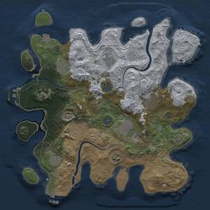 Thumbnail Rust Map: Procedural Map, Size: 3500, Seed: 17912807, 17 Monuments