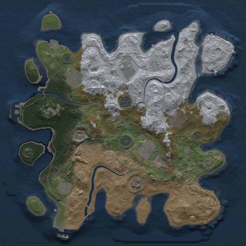 Rust Map: Procedural Map, Size: 3500, Seed: 17912807, 17 Monuments