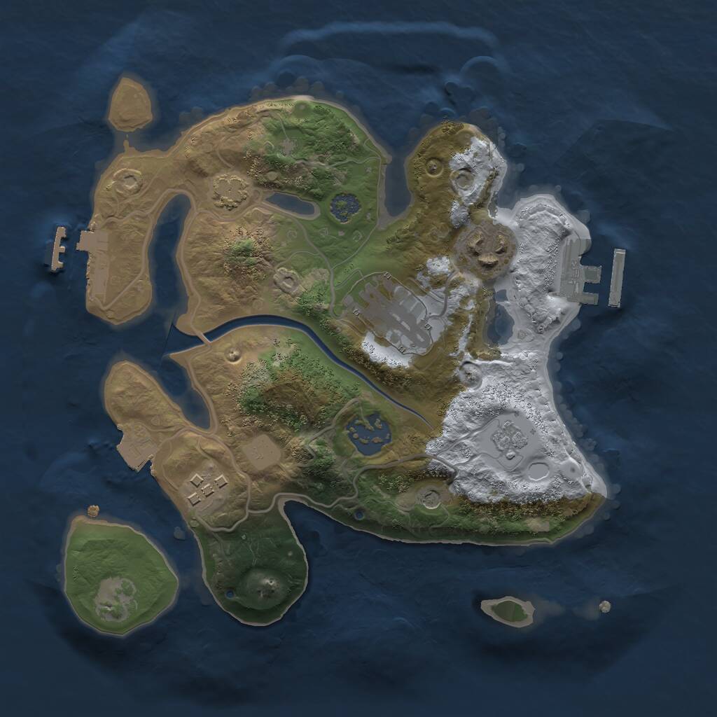 Rust Map: Procedural Map, Size: 2500, Seed: 75785576, 12 Monuments