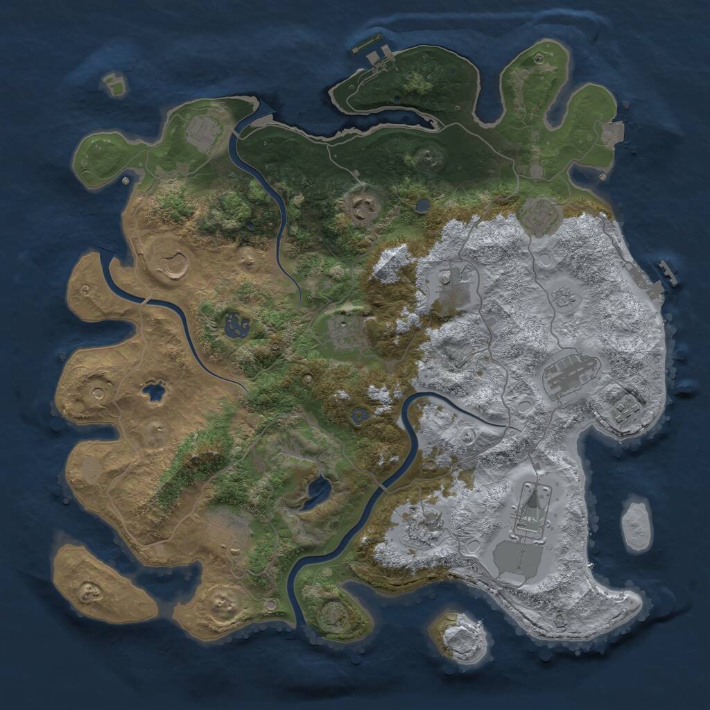 Rust Map: Procedural Map, Size: 4000, Seed: 1125583723, 17 Monuments