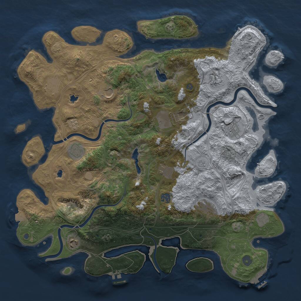 Rust Map: Procedural Map, Size: 4500, Seed: 447810039, 19 Monuments