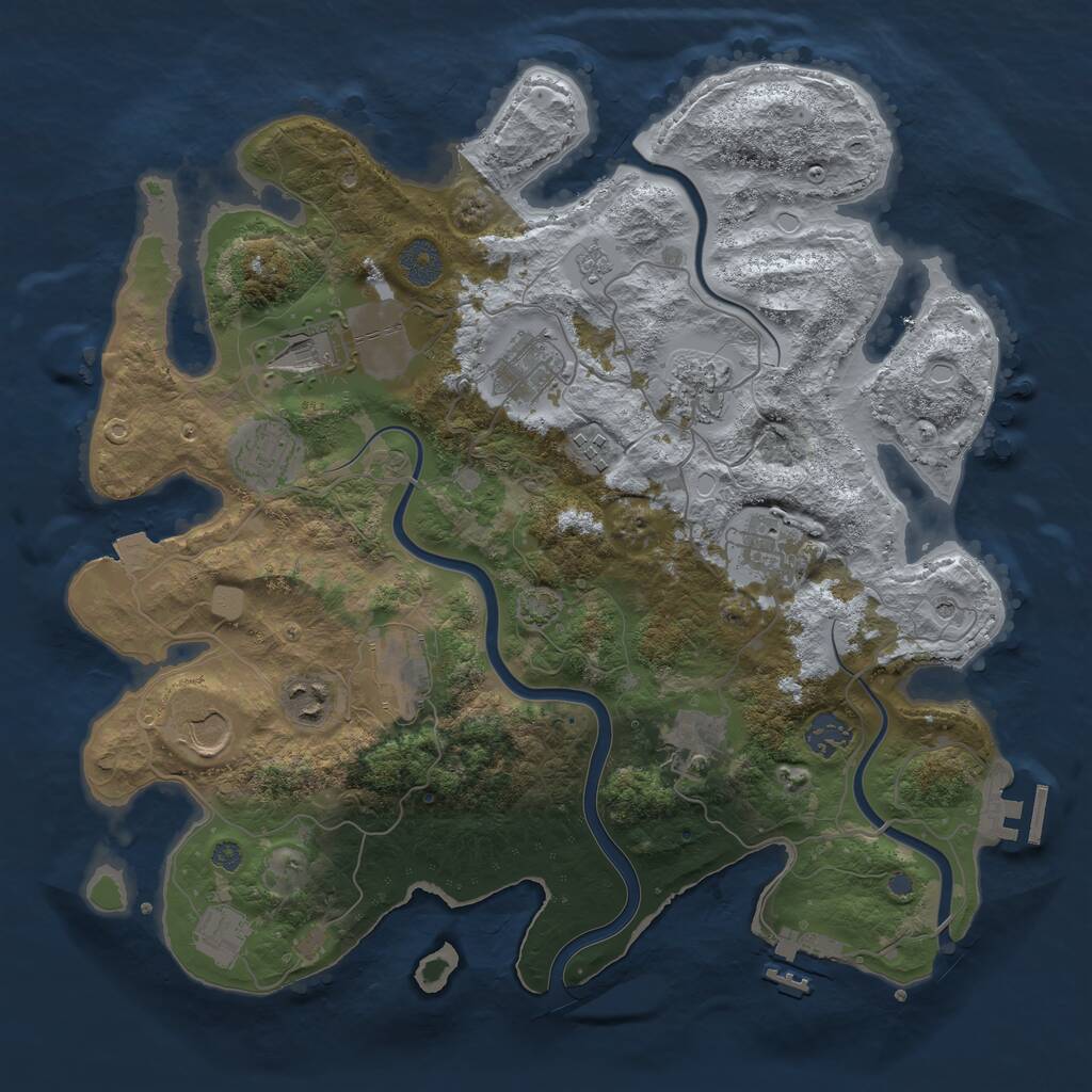 Rust Map: Procedural Map, Size: 3700, Seed: 451754246, 19 Monuments
