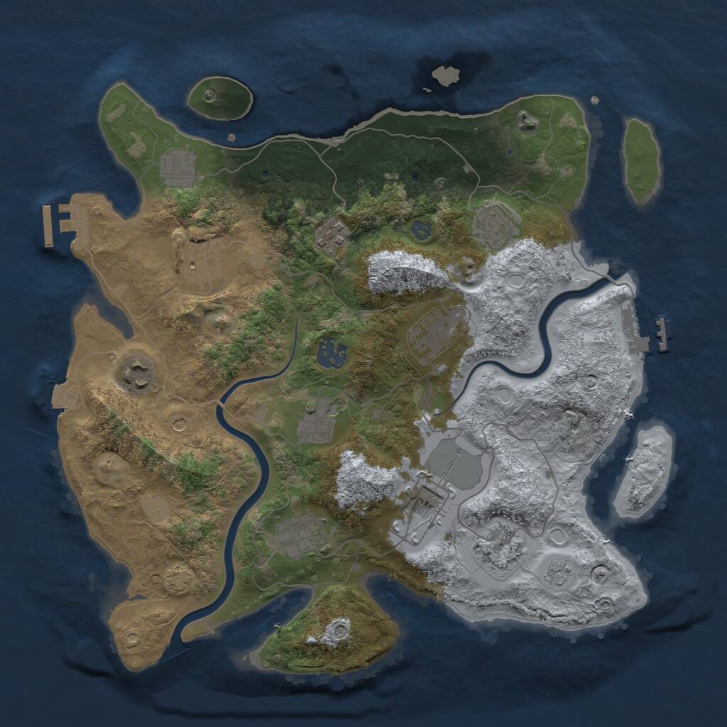 Rust Map: Procedural Map, Size: 3500, Seed: 2136301836, 18 Monuments