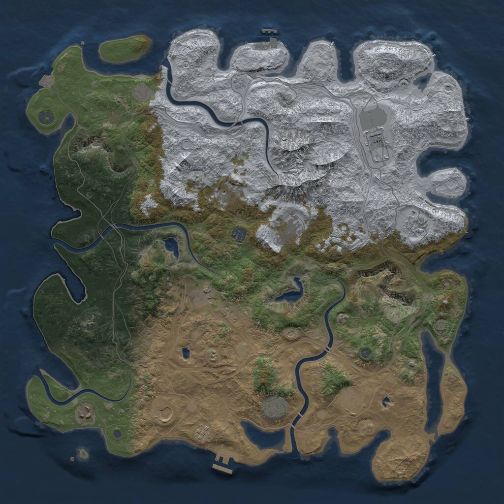Rust Map: Procedural Map, Size: 5000, Seed: 677111569, 19 Monuments