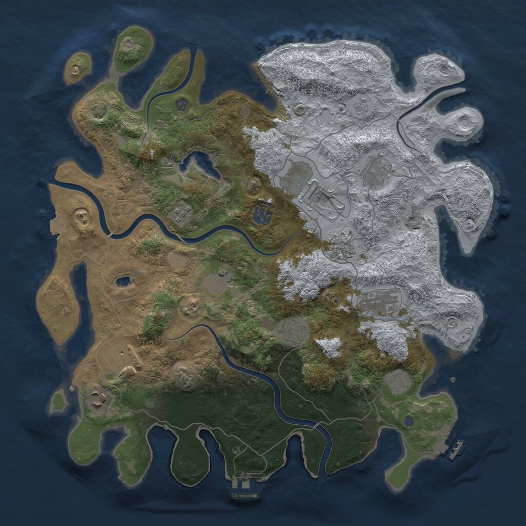 Rust Map: Procedural Map, Size: 4050, Seed: 190274130, 18 Monuments