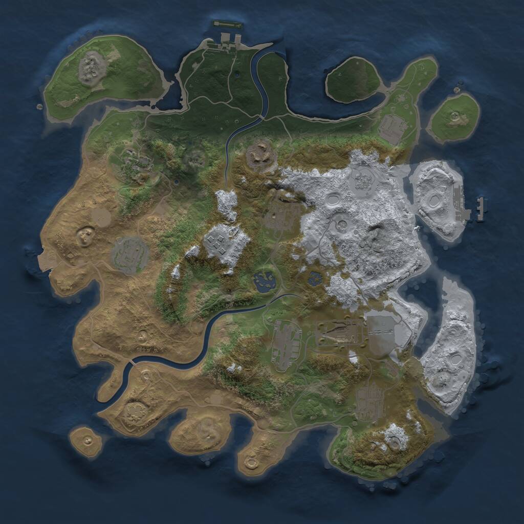 Rust Map: Procedural Map, Size: 3500, Seed: 150644954, 17 Monuments