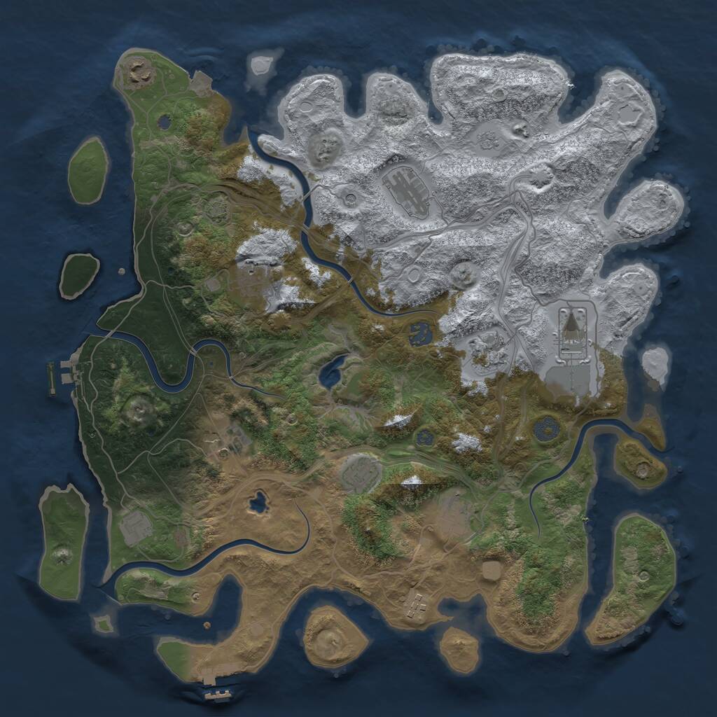 Rust Map: Procedural Map, Size: 4250, Seed: 1745393933, 18 Monuments