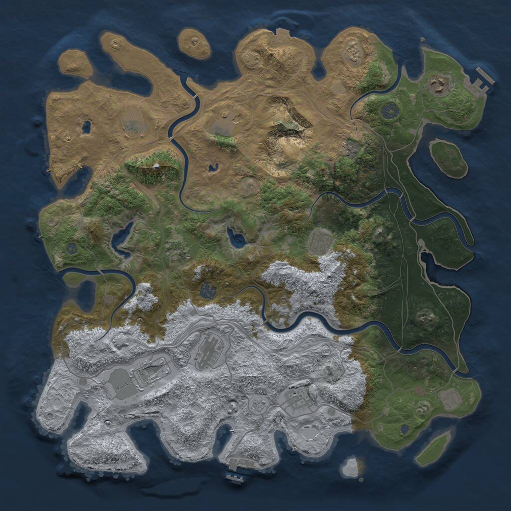 Rust Map: Procedural Map, Size: 4500, Seed: 379875141, 18 Monuments